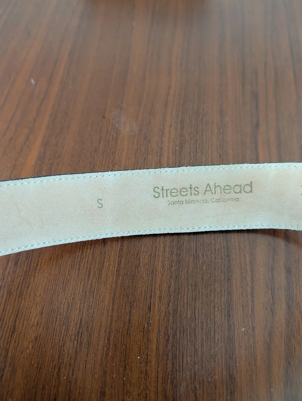 Vintage Streets Ahead Brown Leather Brass Belt Size Small 32340 Santa Monica CA